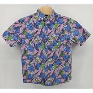 Amnesia Hawaiian Shirt Men's Size M 100% Cotton Pink Floral Tropical Beach Aloha